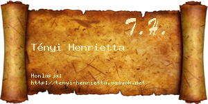 Tényi Henrietta névjegykártya